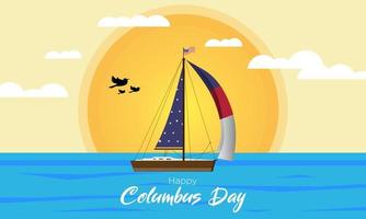 vector achtergrond van het zeilen schip drijvend Aan oceaan golven voor een gelukkig Columbus dag viering