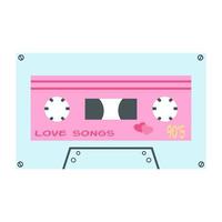 retro cassette sticker in roze en blauw kleuren. vector illustratie van audio mixtape met liefde liedjes in Jaren 90 stijl. nostalgie 1990