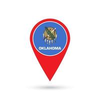 kaart wijzer met vlag van Oklahoma. vector illustratie.
