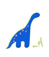 blauw tekenfilm dinosaurus. kinderen illustratie voor een poster, ansichtkaart, afdrukken Aan kleren. vector