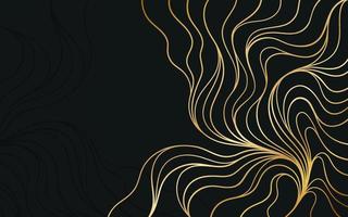 gouden abstract lijn kunst Aan luxe zwart achtergrond vector