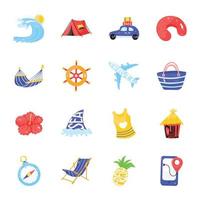 bundel van zomer vakantie vlak sticker pictogrammen vector