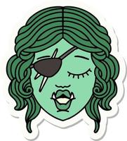 sticker van een orc schurk karakter gezicht vector