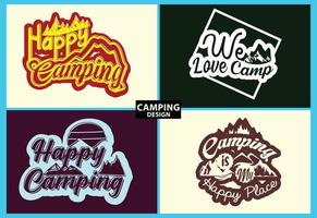 camping nieuw t overhemd en sticker ontwerp sjabloon vector