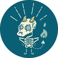icoon van tatoeëren stijl skelet demon karakter vector