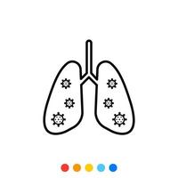 longen geïnfecteerde door virus vlak ontwerp element, icoon, vector en illustratie.