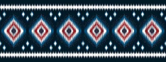 ikat etnisch naadloos patroon huis decoratie ontwerp. aztec kleding stof tapijt boho mandala's textiel versieren behang. tribal inheems motief traditioneel borduurwerk vector geïllustreerd achtergrond