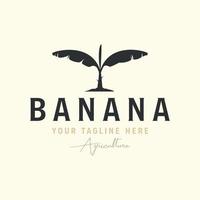 vector banaan boom met wijnoogst stijl logo sjabloon icoon illustratie ontwerp