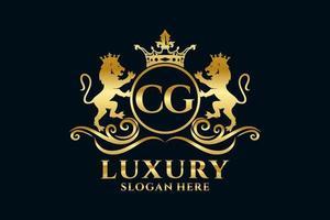 eerste cg brief leeuw Koninklijk luxe logo sjabloon in vector kunst voor luxueus branding projecten en andere vector illustratie.