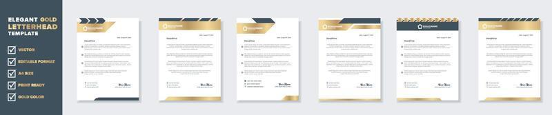 luxe gouden briefhoofd ontwerp sjabloon voor stationair voor bedrijf corporatie bewerkbare formaat eps10 vector