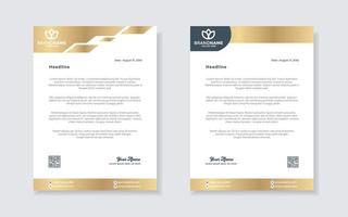 goud luxe briefhoofd ontwerp sjabloon voor bedrijf schrijfbehoeften ontwerp vector