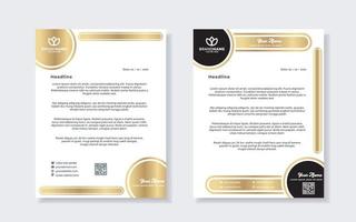 goud luxe briefhoofd ontwerp sjabloon voor bedrijf schrijfbehoeften ontwerp vector