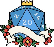 natuurlijk twintig d20 Dobbelsteen rollen illustratie vector