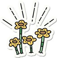 sticker van tatoeëren stijl bloemen groeit vector