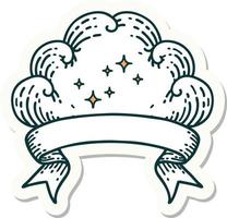 tatoeëren sticker met banier van een wolk vector