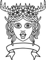 elf druïde karakter gezicht met banier illustratie vector