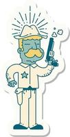 sticker van tatoeëren stijl wild west sheriff vector