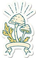 sticker van tatoeëren stijl champignons vector