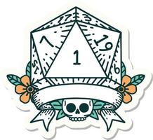 natuurlijk een d20 Dobbelsteen rollen sticker vector