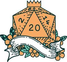 natuurlijk twintig d20 Dobbelsteen rollen illustratie vector