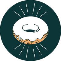 icoon van een tatoeëren stijl bevroren donut vector