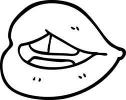 lijn tekening tekenfilm Purper lippen vector