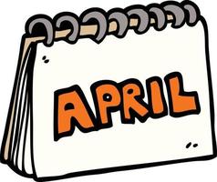 tekenfilm tekening kalender tonen maand van april vector
