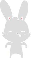 nieuwsgierig konijntje egale kleurstijl cartoon vector