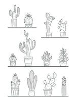 cactus en vetplanten vector set. schets cactus in een pot logo icoon. sjabloon voor decoreren ontwerpen en illustraties