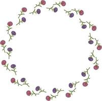 ronde kader met roze en paars aster bloemen Aan wit achtergrond. tekening stijl. vector afbeelding.