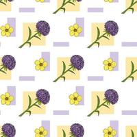 naadloos patroon met paars aster bloemen en boterbloemen Aan wit achtergrond. vector afbeelding.