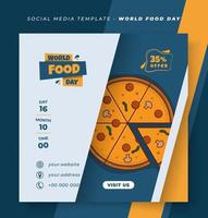 sociaal media post sjabloon in wit blauw en geel achtergrond voor wereld voedsel dag ontwerp vector