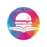 hamburger boek logo ontwerp vector. boeken en hamburger cafe logo geïsoleerd vector