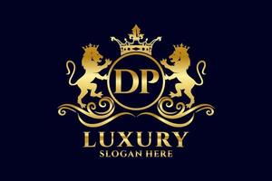 eerste dp brief leeuw Koninklijk luxe logo sjabloon in vector kunst voor luxueus branding projecten en andere vector illustratie.