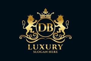 eerste db brief leeuw Koninklijk luxe logo sjabloon in vector kunst voor luxueus branding projecten en andere vector illustratie.