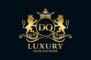 eerste dq brief leeuw Koninklijk luxe logo sjabloon in vector kunst voor luxueus branding projecten en andere vector illustratie.