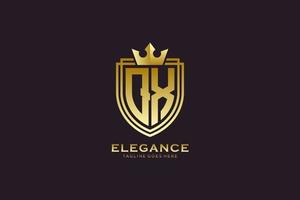 eerste qx elegant luxe monogram logo of insigne sjabloon met scrollt en Koninklijk kroon - perfect voor luxueus branding projecten vector