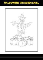 halloween tekening vaardigheid voor kinderen. halloween tekening vaardigheid kleur bladzijde voor kinderen. vector