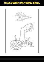 halloween tekening vaardigheid voor kinderen. halloween tekening vaardigheid kleur bladzijde voor kinderen. vector