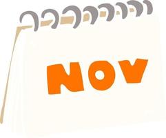 tekenfilm tekening kalender tonen maand van november vector