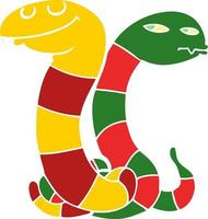 vlak kleur stijl tekenfilm slangen vector