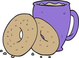 tekenfilmkoffie en donuts vector
