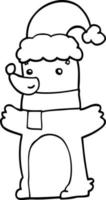 tekenfilm beer vervelend Kerstmis hoed vector