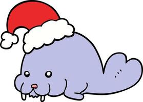 tekenfilm Kerstmis walrus vector