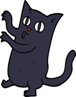 tekenfilm tekening spookachtig zwart kat vector