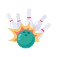 een bowling bal dat broodjes naar raken de pin. vector