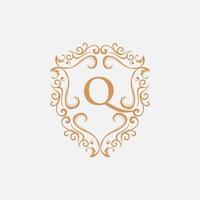 brief q beveiligen luxe ornament logo vector