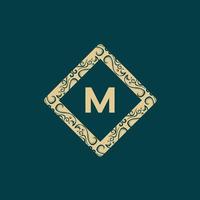 brief m kader luxe monogram overladen logo vector