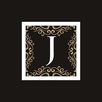 brief j kader ornament monogram logo vector