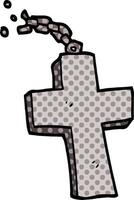 cartoon doodle zilveren kruis vector